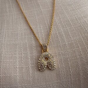 Gold Bubble Letter A Rhinestone Necklace